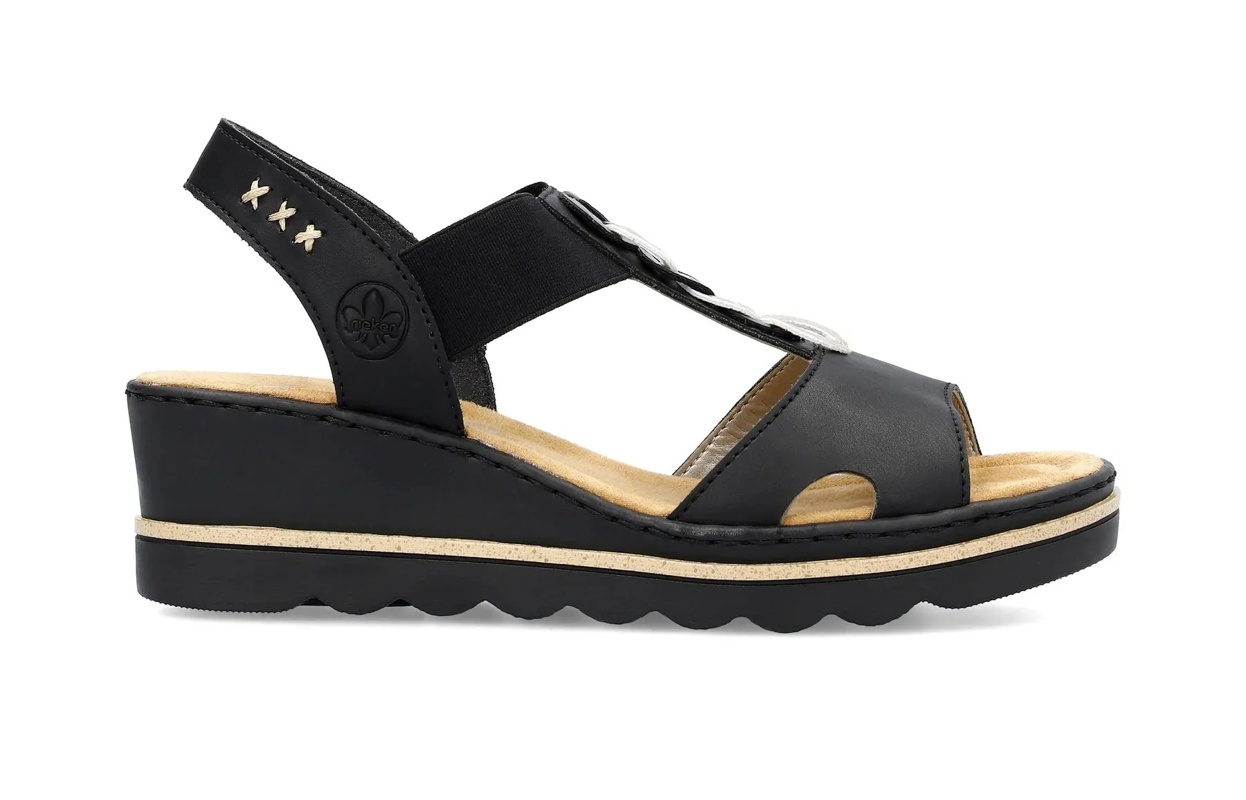 67498-00 - Strappy Black Sandal - Rieker