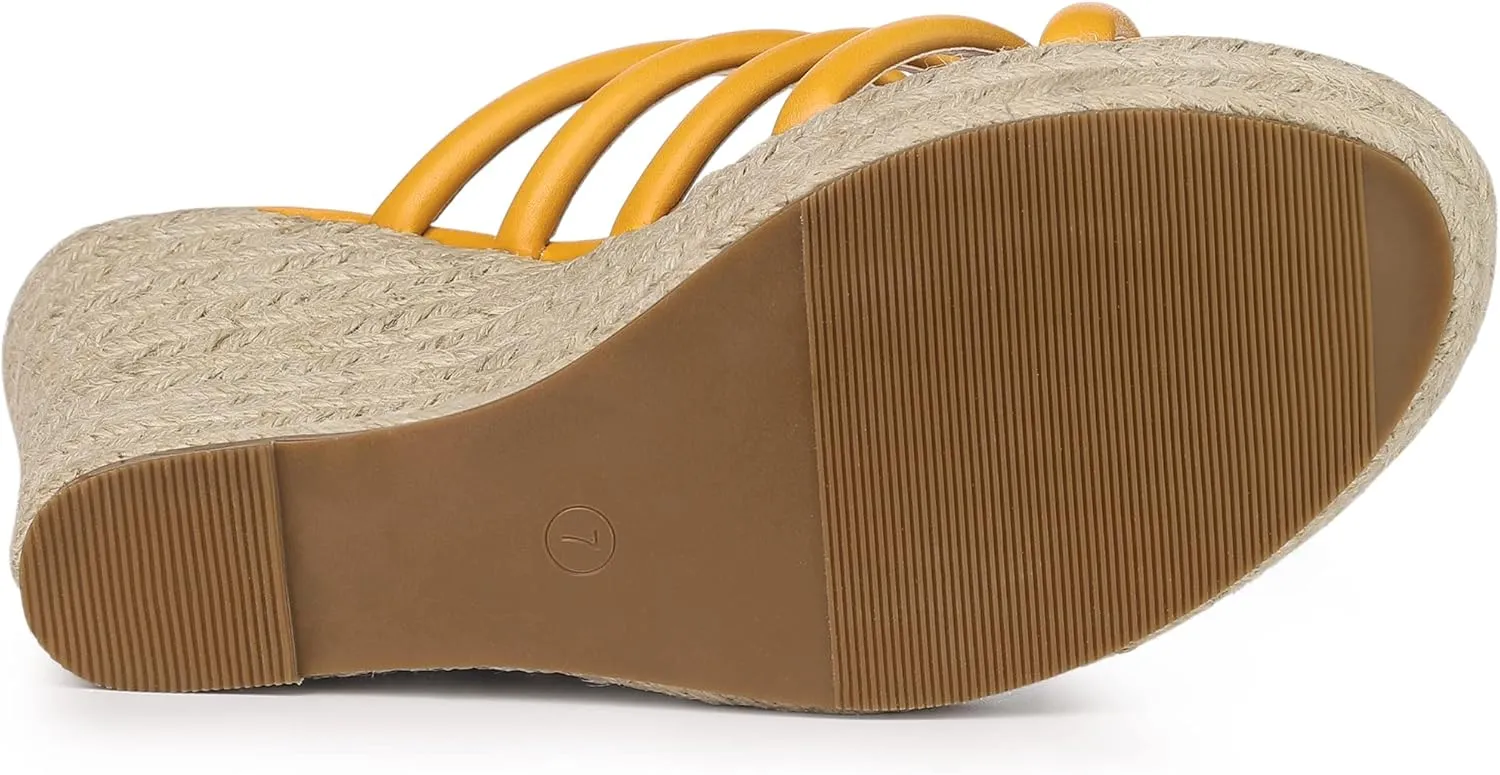 Allegra K Women's Platform Espadrille Wedge Strappy Straps Slides Wedges