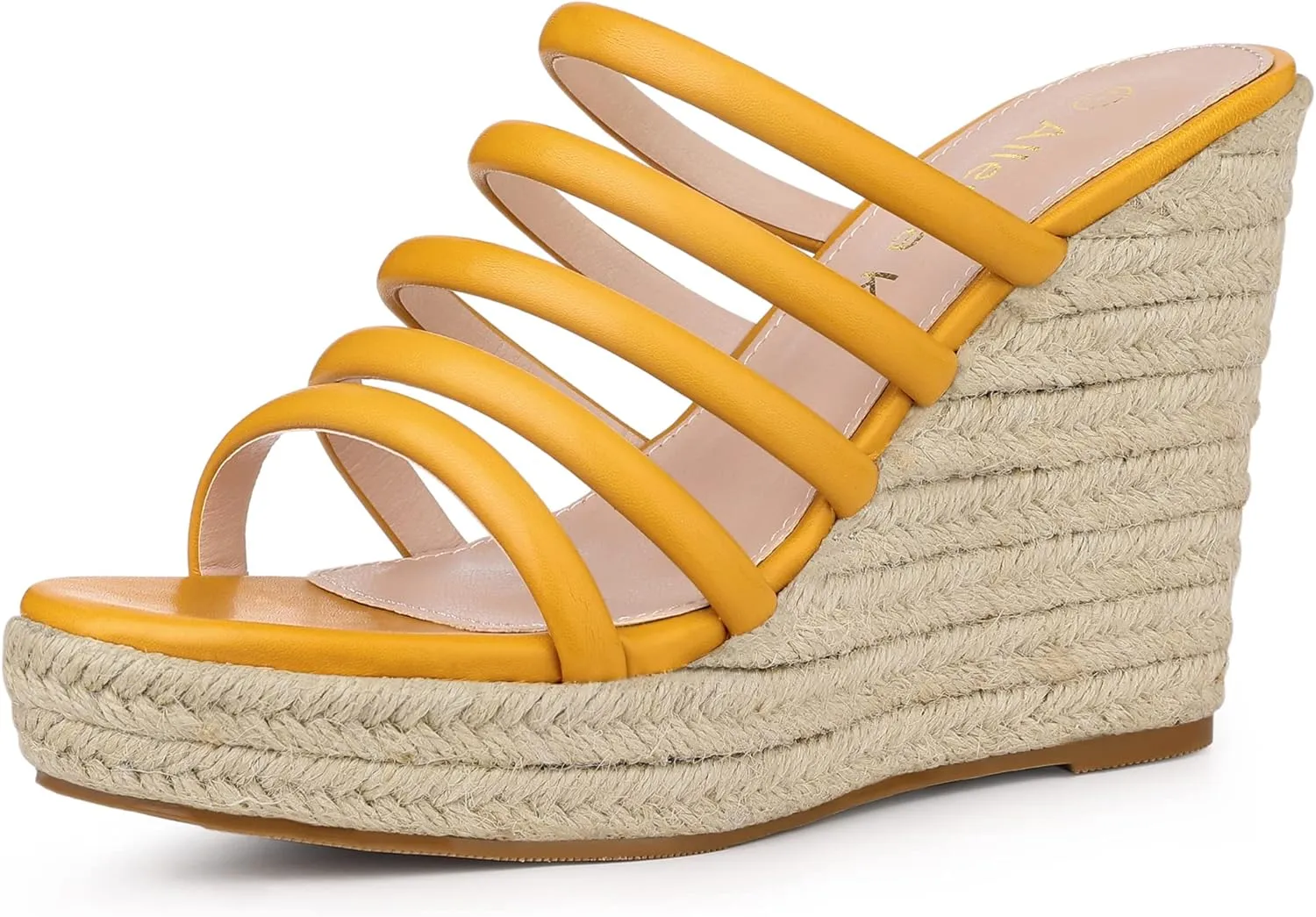 Allegra K Women's Platform Espadrille Wedge Strappy Straps Slides Wedges