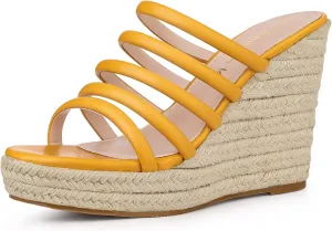 Allegra K Women's Platform Espadrille Wedge Strappy Straps Slides Wedges