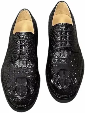 Authentic Exotic Crocodile Skin Business Style Men's Black Dress Shoes Genuine Real Alligator Leather Male Lace-up Derby Shoes