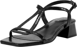 Bandolino Women's PRIMADON Heeled Sandal, Black Snake 001, 7