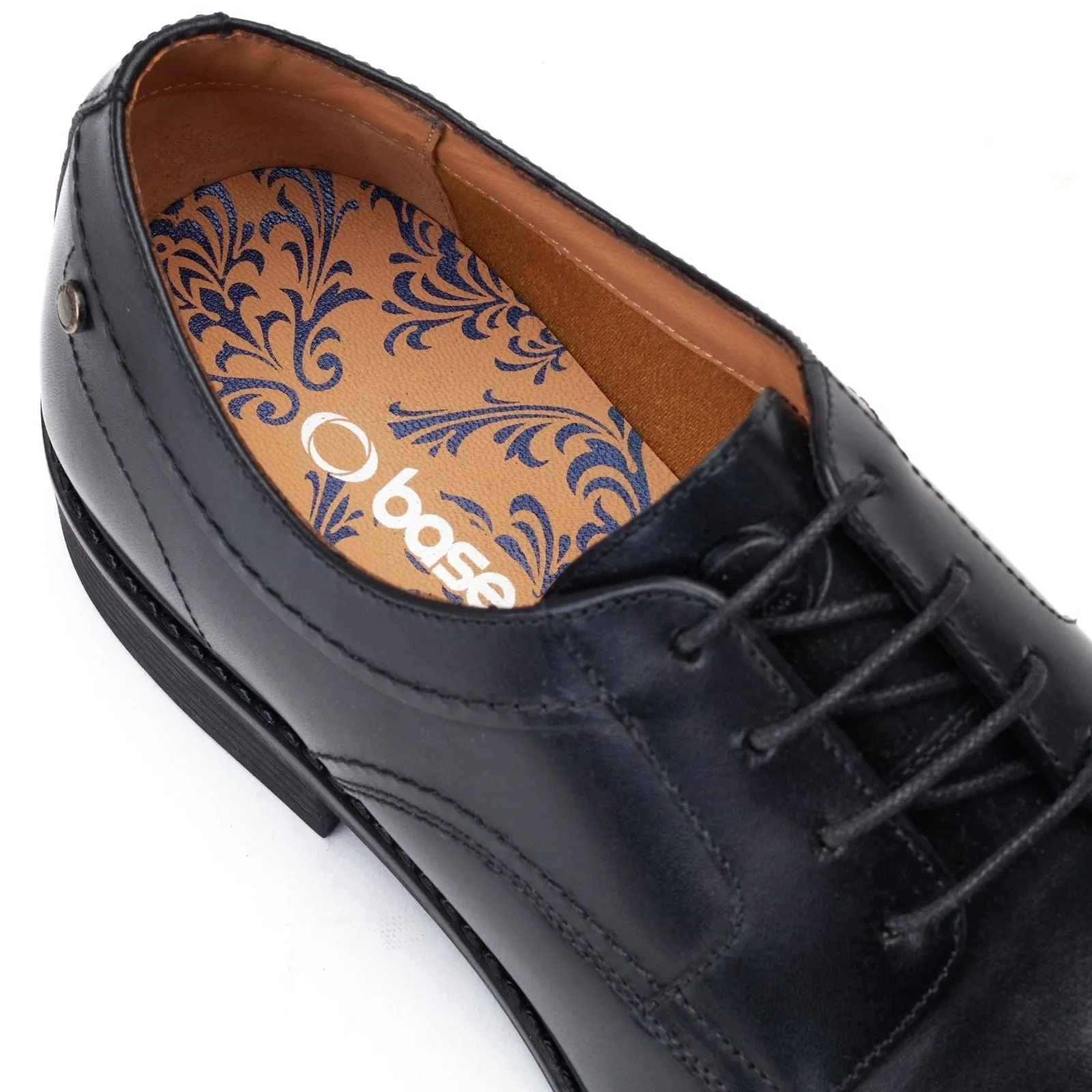Base London Drake Waxy Leather Men's Black Derby Shoes