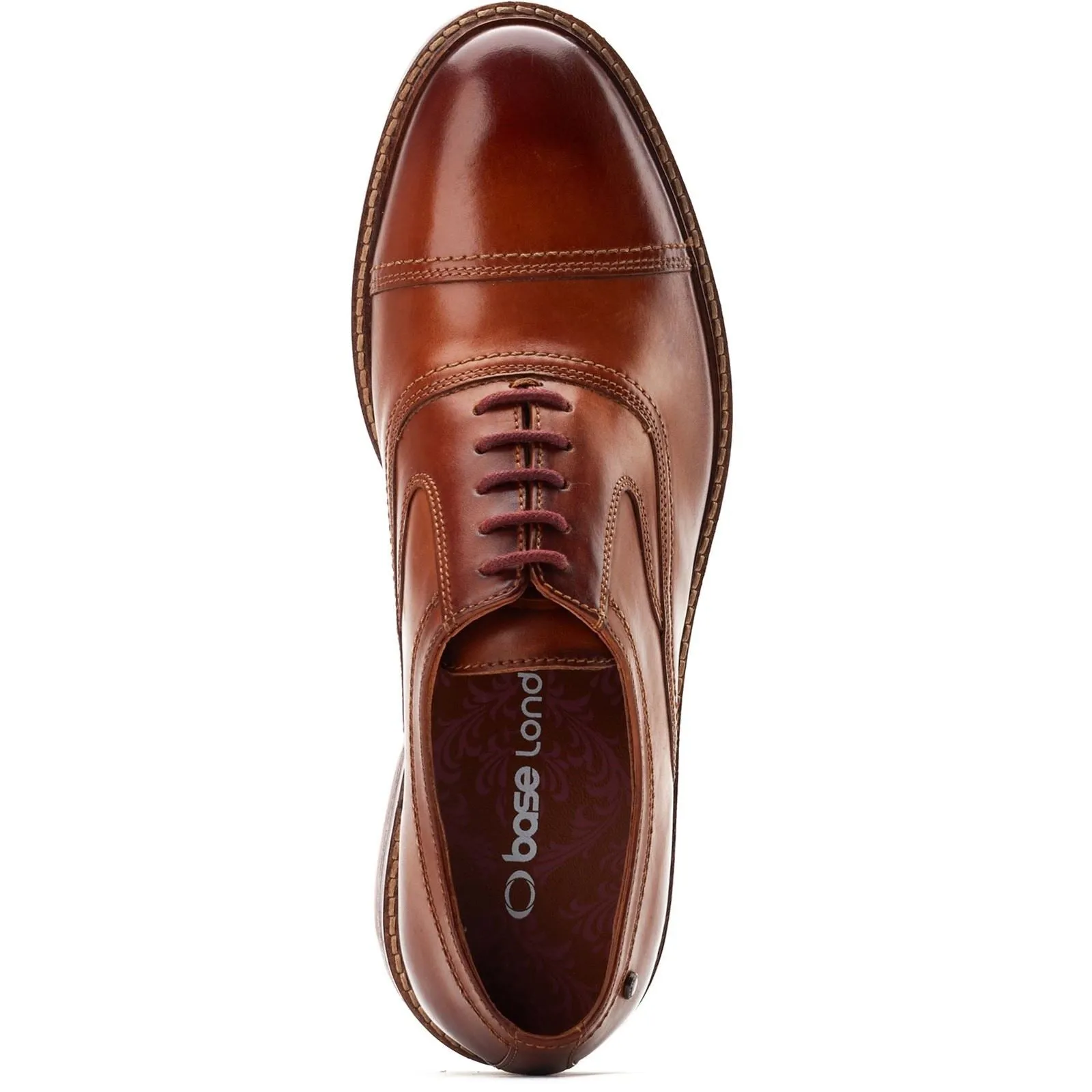 Base London Men's Tatton Toe Cap Derby in Burnt Tan