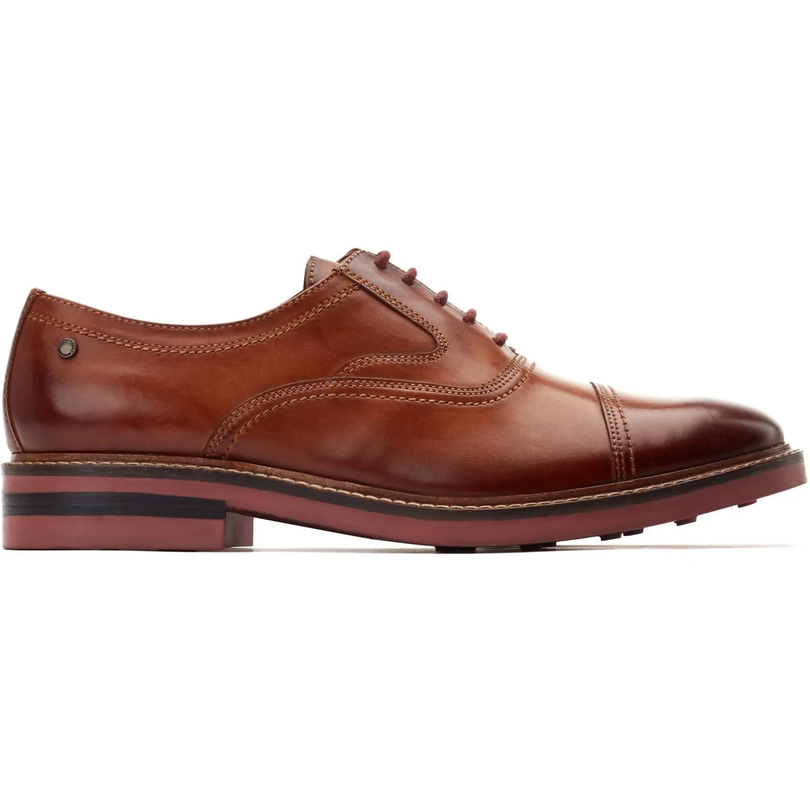 Base London Men's Tatton Toe Cap Derby in Burnt Tan