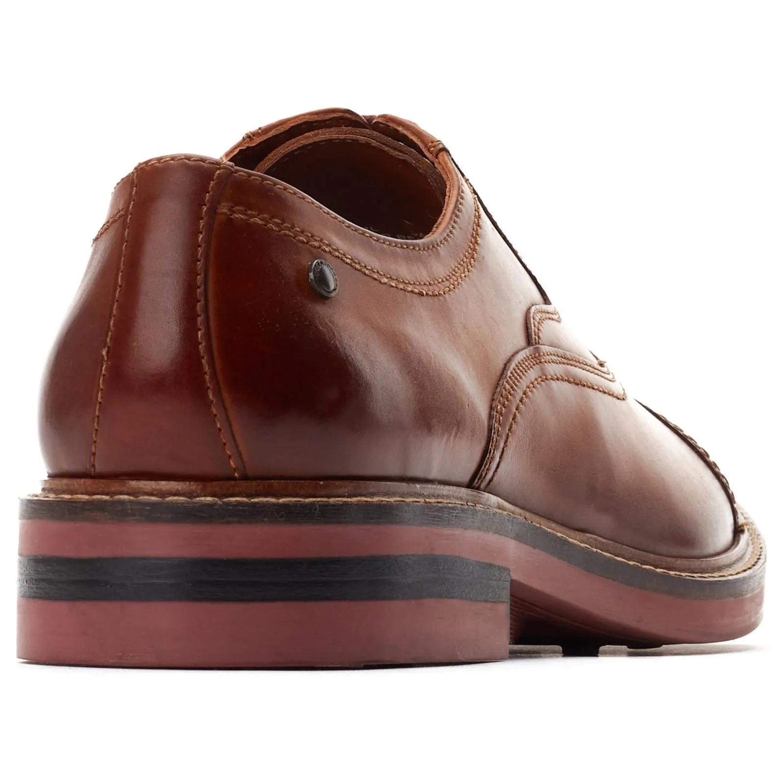 Base London Men's Tatton Toe Cap Derby in Burnt Tan