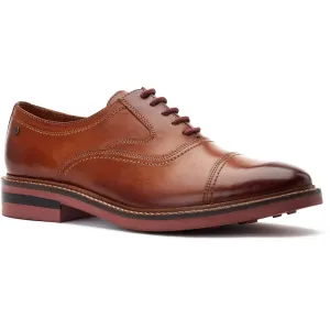Base London Men's Tatton Toe Cap Derby in Burnt Tan