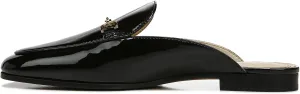 Black Round On Fashion Mules Dress Toe Shoes Patent Linnie Flat Private sale Edelman Sam Customer-friendly Slip