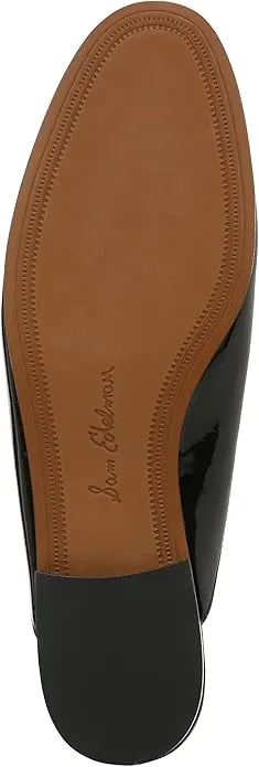Black Round On Fashion Mules Dress Toe Shoes Patent Linnie Flat Private sale Edelman Sam Customer-friendly Slip