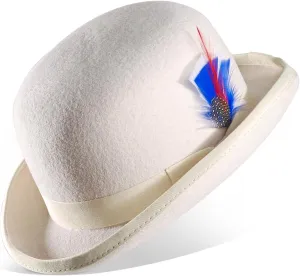 Bowler Derby 100% Wool Theater Quality Hat for Men Women, Clown Bowler, Bolo Hat–Genuine Felt Derby Hats for Costumes