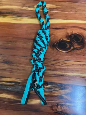 Braided Mule Tape Dog Leash - Turquoise & Black