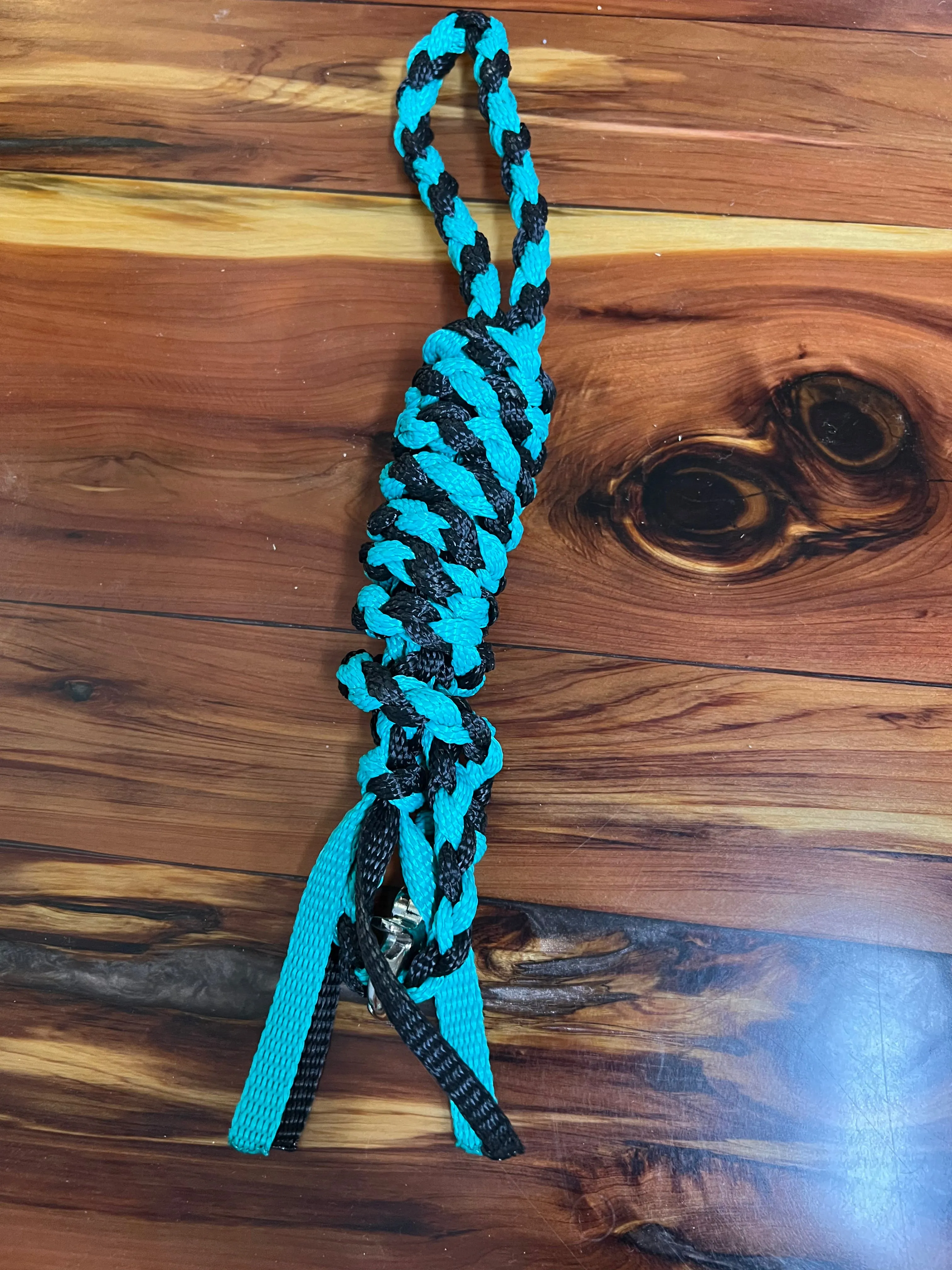 Braided Mule Tape Dog Leash - Turquoise & Black