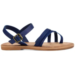 Brinley Co. Womens Strappy Ankle Wrap Sandal Blue, 5.5 Regular US