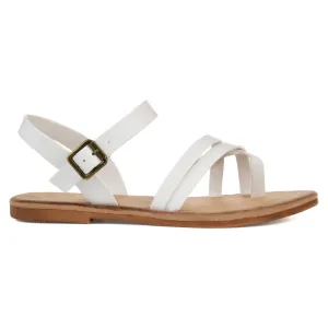 Brinley Co. Womens Strappy Ankle Wrap Sandal White, 6 Regular US