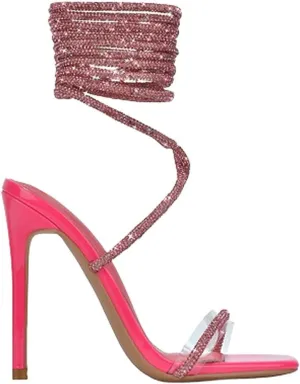 Cape Robbin Women's Rhinestone Lace Up High Heel Sandals