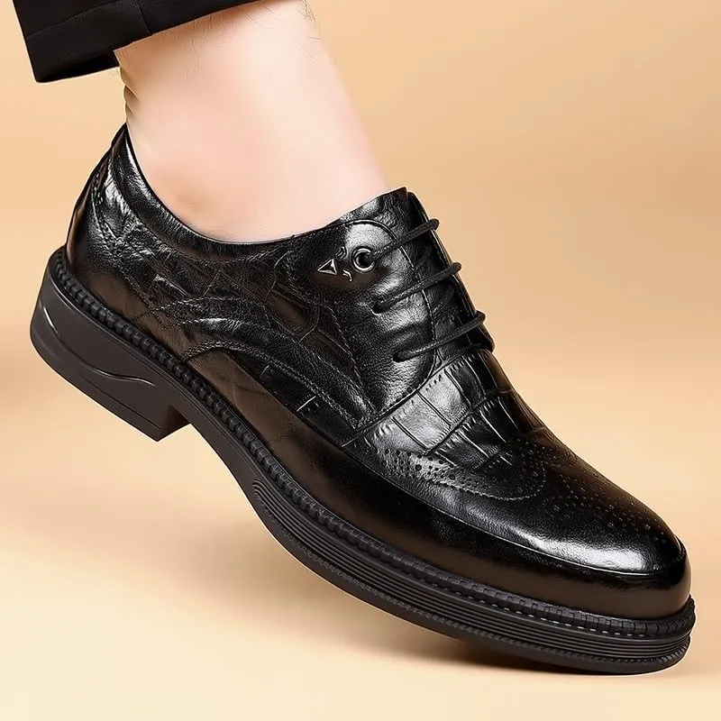 Casual Men's Dress Shoes Breathable Leather Modern Leather Shoes for Men Wingtip Formal Brogue Oxfords