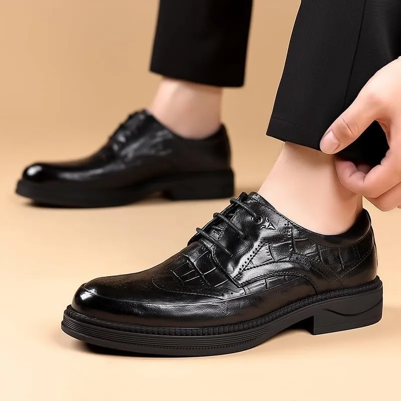 Casual Men's Dress Shoes Breathable Leather Modern Leather Shoes for Men Wingtip Formal Brogue Oxfords