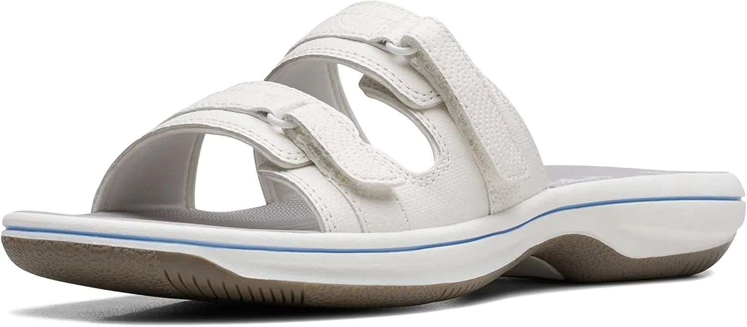 Clarks Women's Breeze Piper Slide Sandal, White, 7