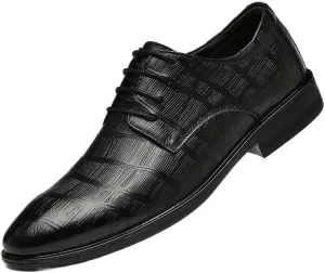 Classic Men's Leather Dress Shoes Business Casual Formal Lace-up Oxfords Shoes Modern Comfort Pointed Toe Derby Shoes for Men
