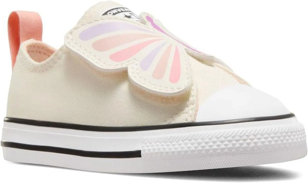 Converse Kids' CTAS 1V Lo Butterflies Girl's Sneaker, Egret/Soft Peach/Pink Phase, 7 Toddler