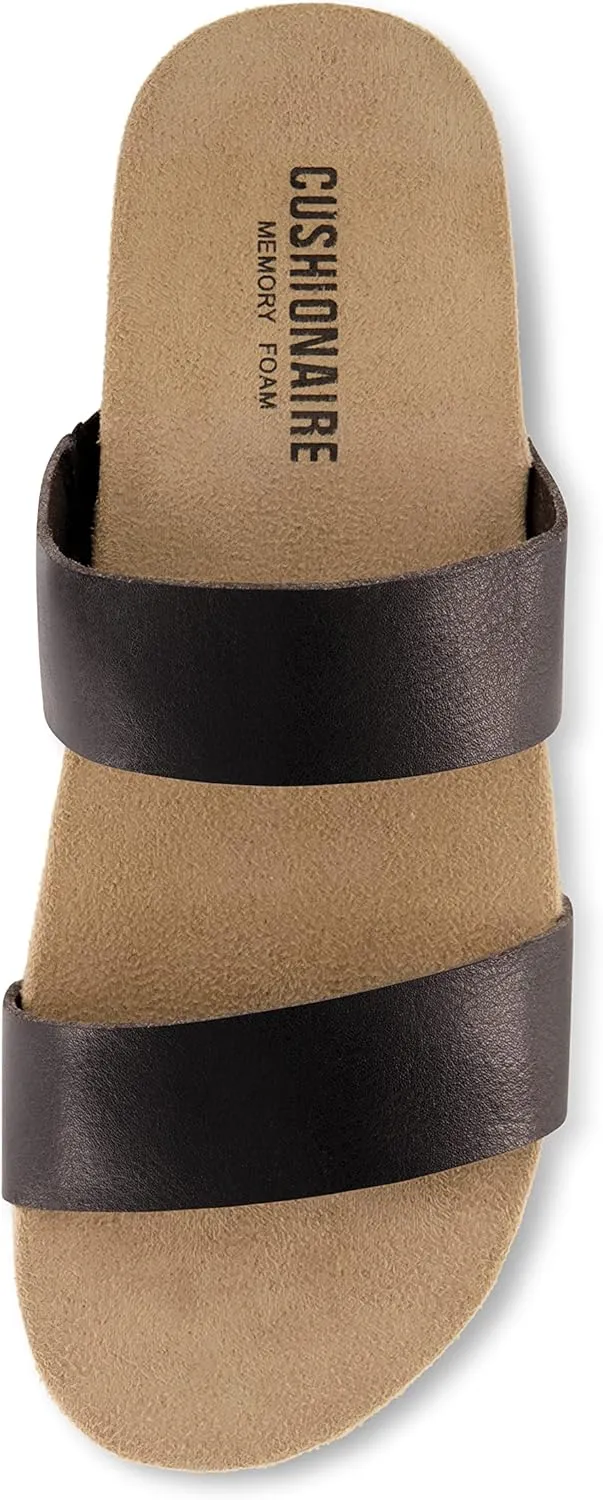 CUSHIONAIRE Women's Jaimy 2 band footbed slide sandal  Memory Foam