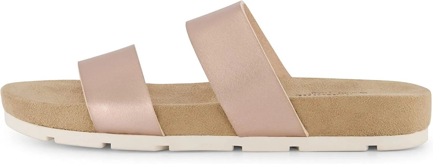 CUSHIONAIRE Women's Jaimy 2 band footbed slide sandal  Memory Foam