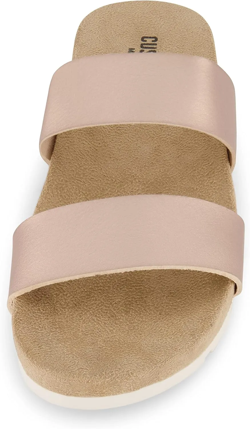 CUSHIONAIRE Women's Jaimy 2 band footbed slide sandal  Memory Foam