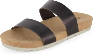 CUSHIONAIRE Women's Jaimy 2 band footbed slide sandal  Memory Foam