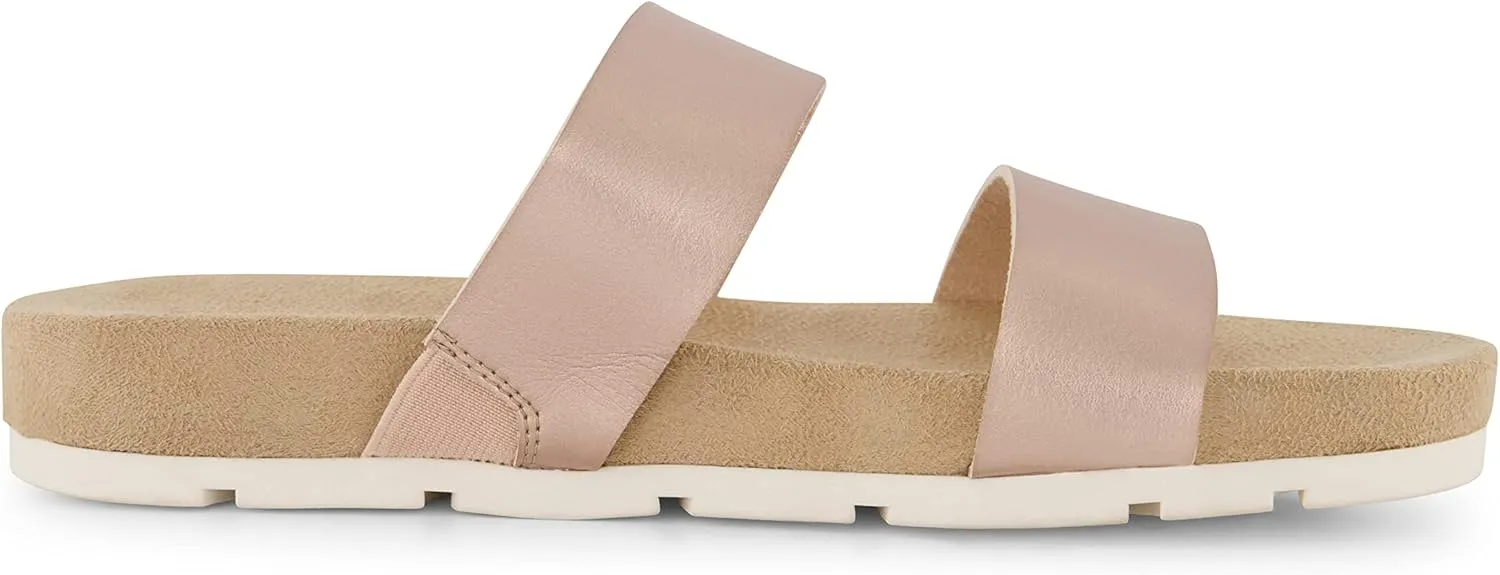 CUSHIONAIRE Women's Jaimy 2 band footbed slide sandal  Memory Foam
