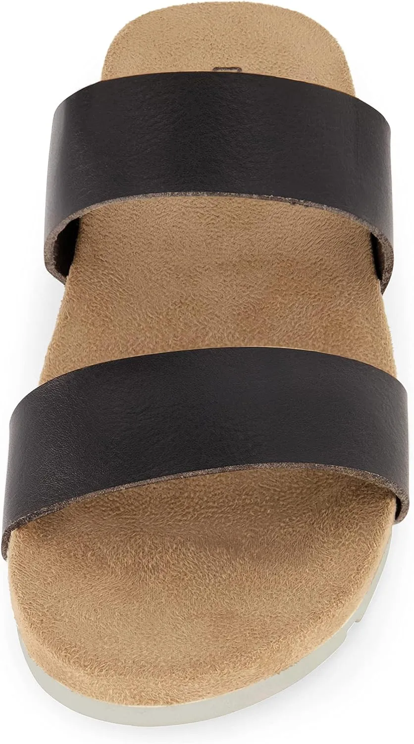 CUSHIONAIRE Women's Jaimy 2 band footbed slide sandal  Memory Foam