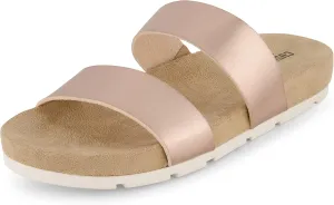 CUSHIONAIRE Women's Jaimy 2 band footbed slide sandal  Memory Foam