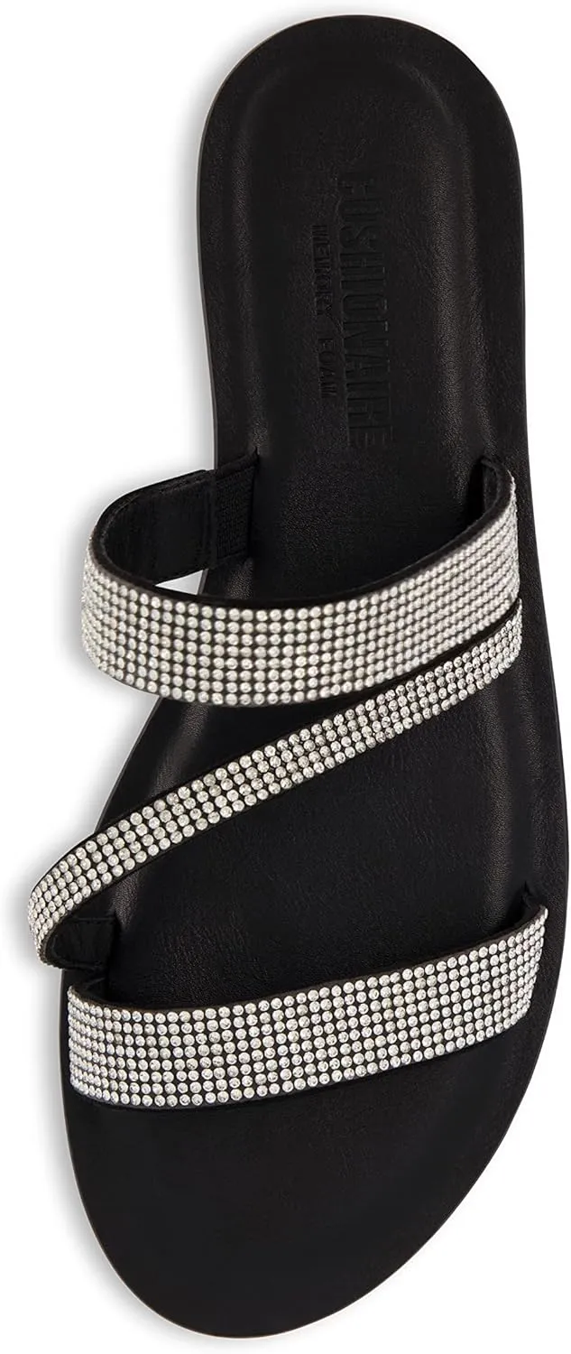 CUSHIONAIRE Women's Vienna Rhinestone slide sandal  Memory Foam