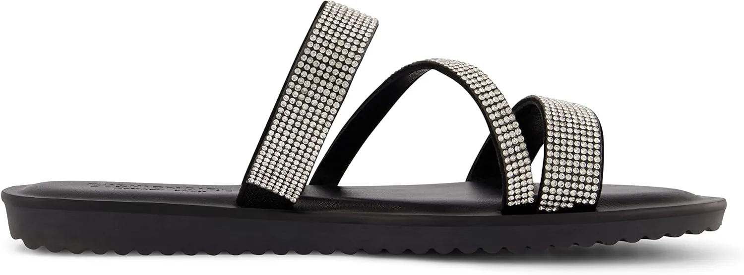 CUSHIONAIRE Women's Vienna Rhinestone slide sandal  Memory Foam