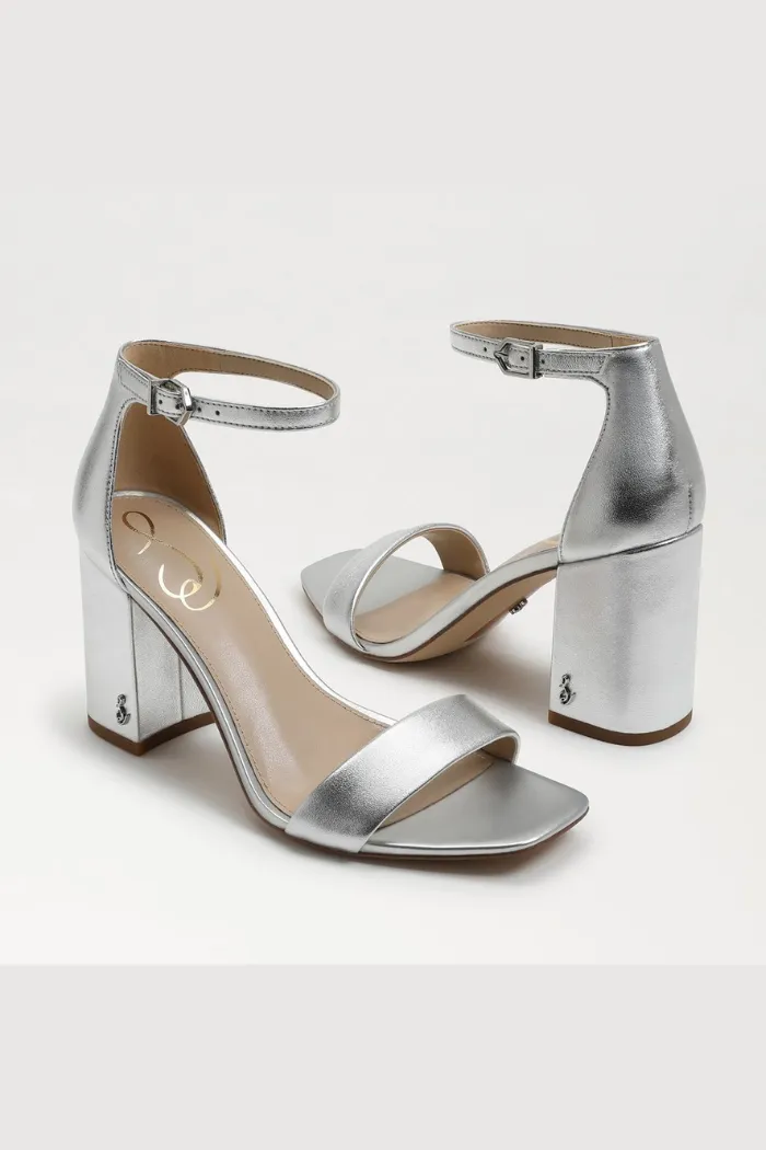 Daniela Block Heel Sandal - Silver Leather