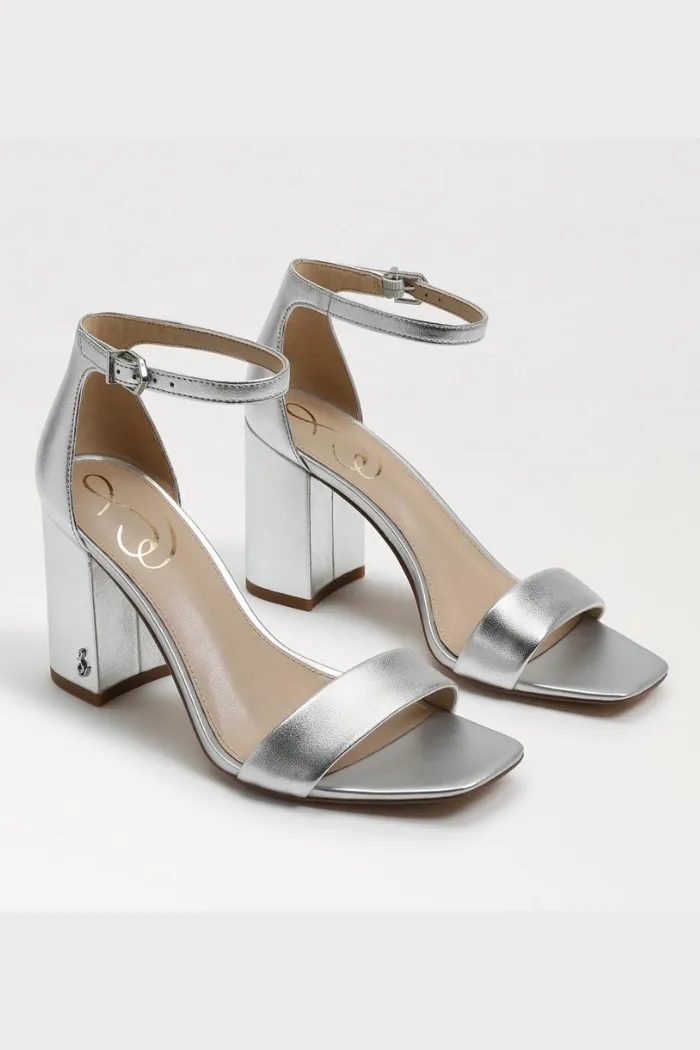 Daniela Block Heel Sandal - Silver Leather
