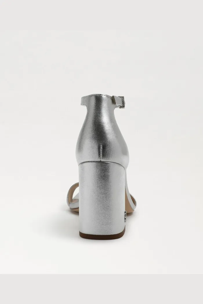 Daniela Block Heel Sandal - Silver Leather
