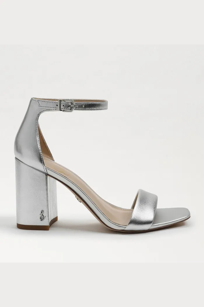 Daniela Block Heel Sandal - Silver Leather
