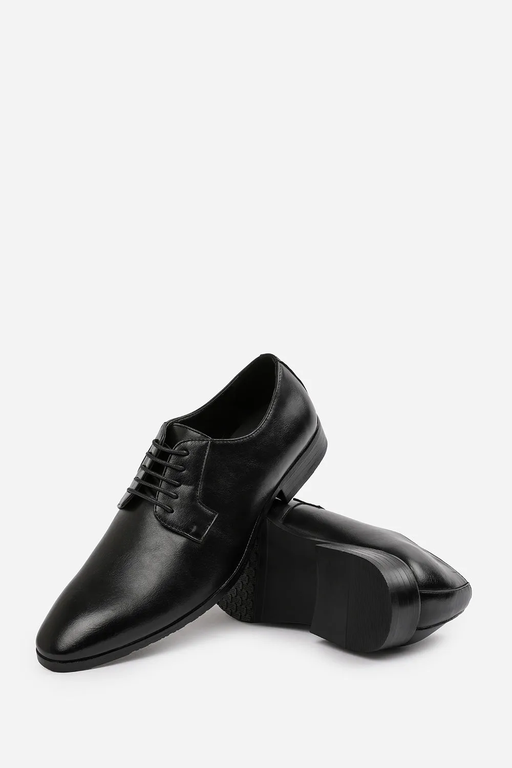 DAVID LACE UP DERBY FORMAL DRESS WORK SHOES IN BLACK FAUX LEATHER