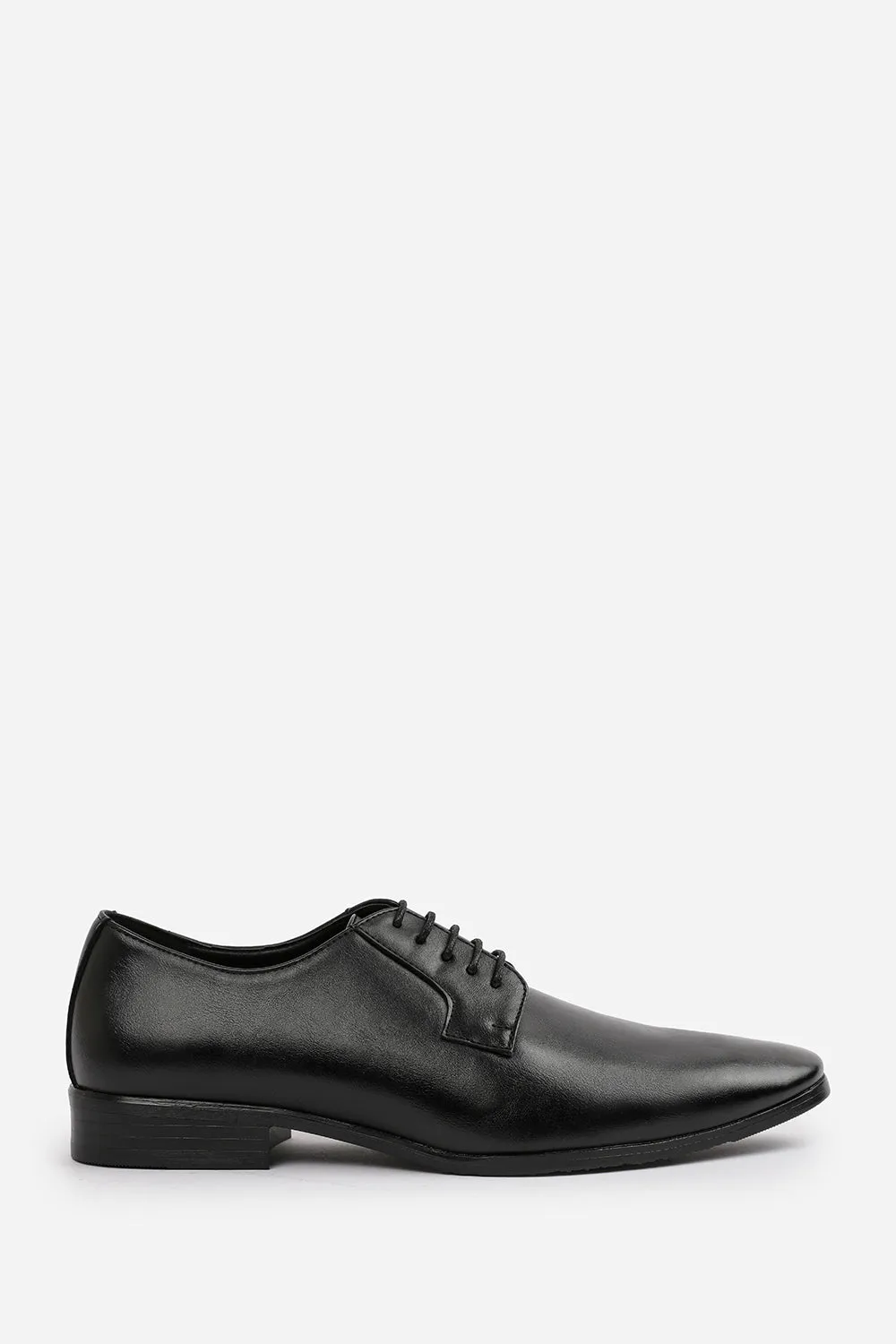 DAVID LACE UP DERBY FORMAL DRESS WORK SHOES IN BLACK FAUX LEATHER