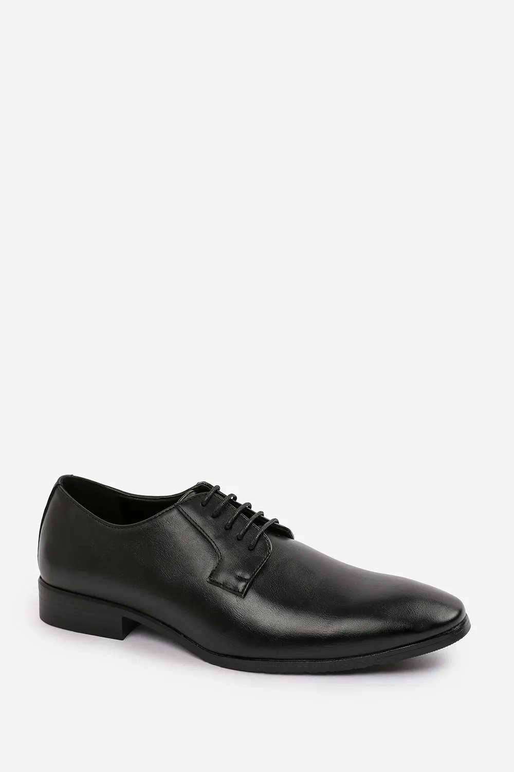 DAVID LACE UP DERBY FORMAL DRESS WORK SHOES IN BLACK FAUX LEATHER