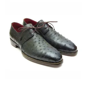 Derby Blucher Genuine Deep Green Leather Lace up Shoes