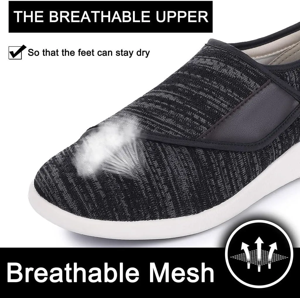 Diabetic Shoes for Men, Wide Width Elderly Men's Shoes, Adjustable Closure Lightweight Breathable, Swollen Feet Walking Edema Sneakers