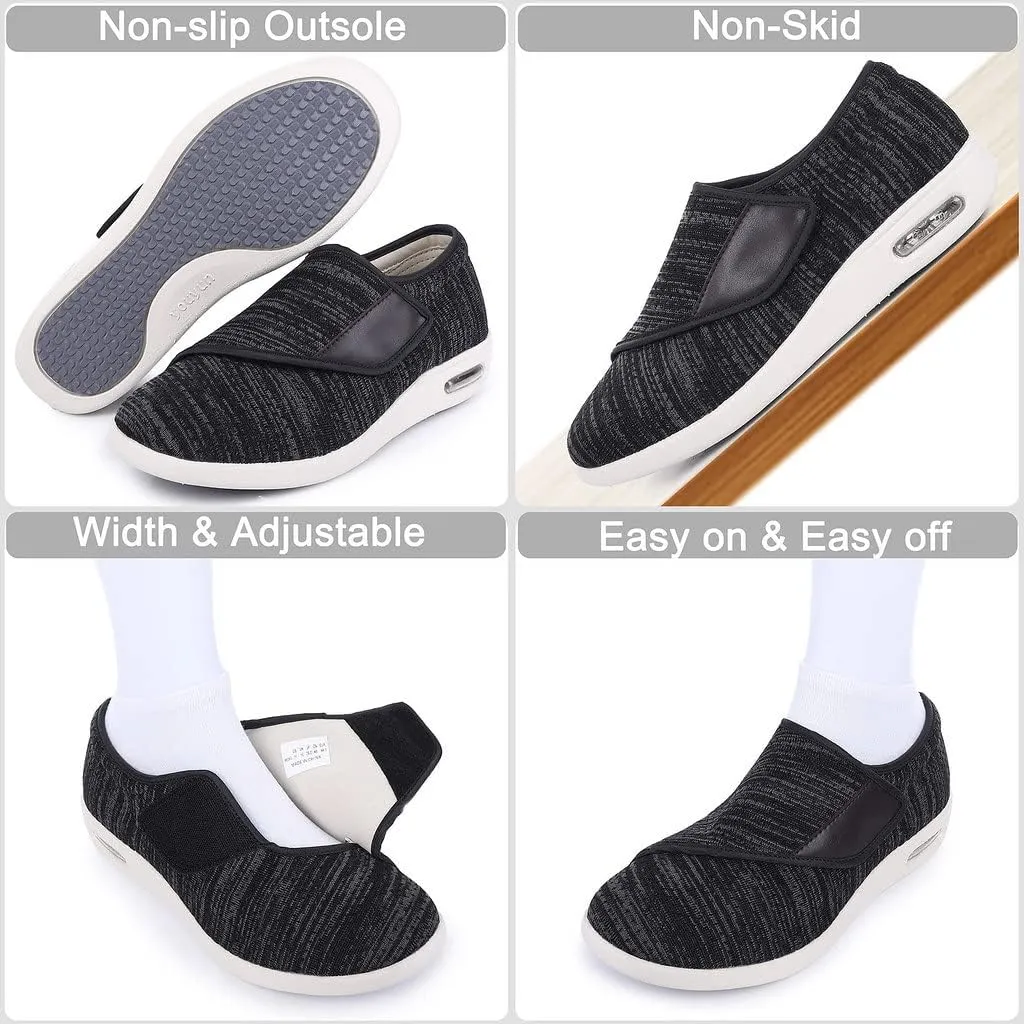 Diabetic Shoes for Men, Wide Width Elderly Men's Shoes, Adjustable Closure Lightweight Breathable, Swollen Feet Walking Edema Sneakers