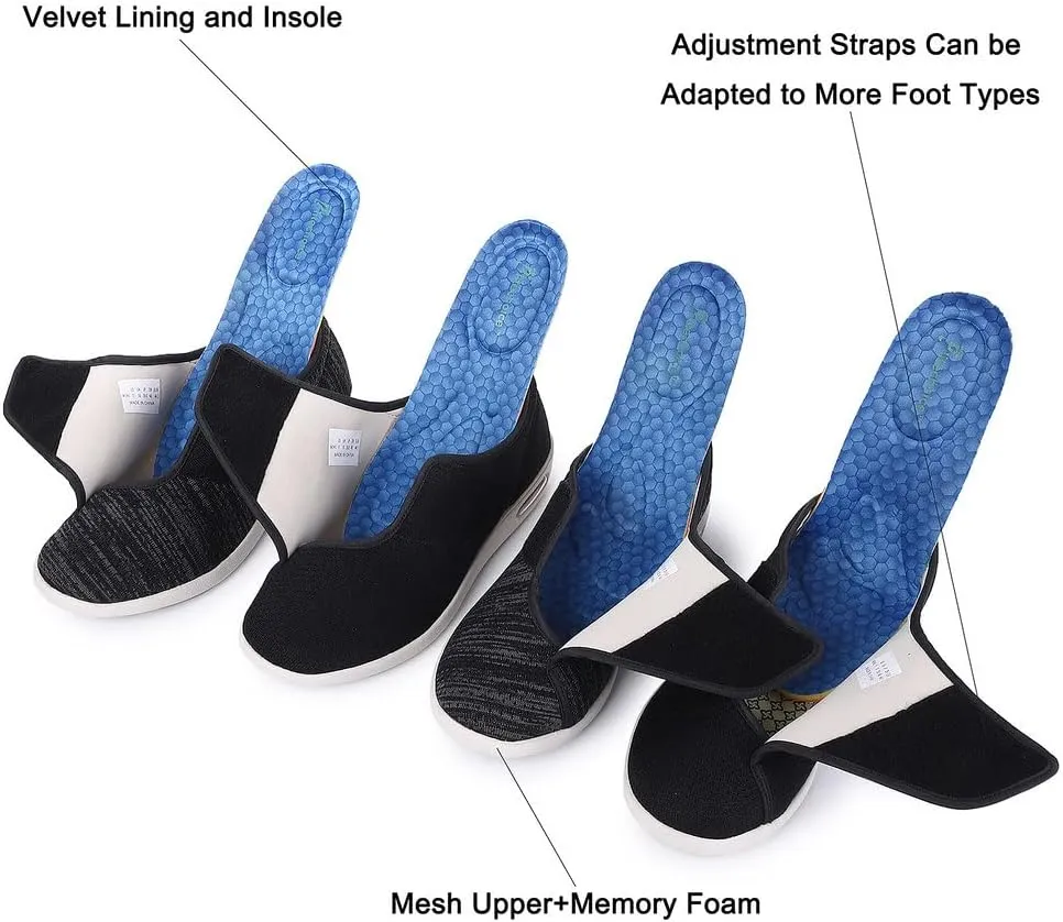 Diabetic Shoes for Men, Wide Width Elderly Men's Shoes, Adjustable Closure Lightweight Breathable, Swollen Feet Walking Edema Sneakers