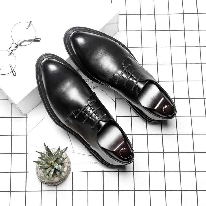 Dress Oxford for Men Lace Up Patent Leather Solid Color Derby Shoes Rubber Sole Low Top Non Slip Resistant Block Heel Prom