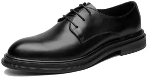 Dress Oxford for Men Lace Up Patent Leather Solid Color Derby Shoes Rubber Sole Low Top Non Slip Resistant Block Heel Prom