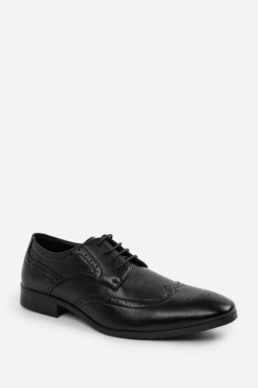 ELLIOT LACE UP DERBY TEXTURED FORMAL DRESS WORK SHOES IN BLACK FAUX LEATHER