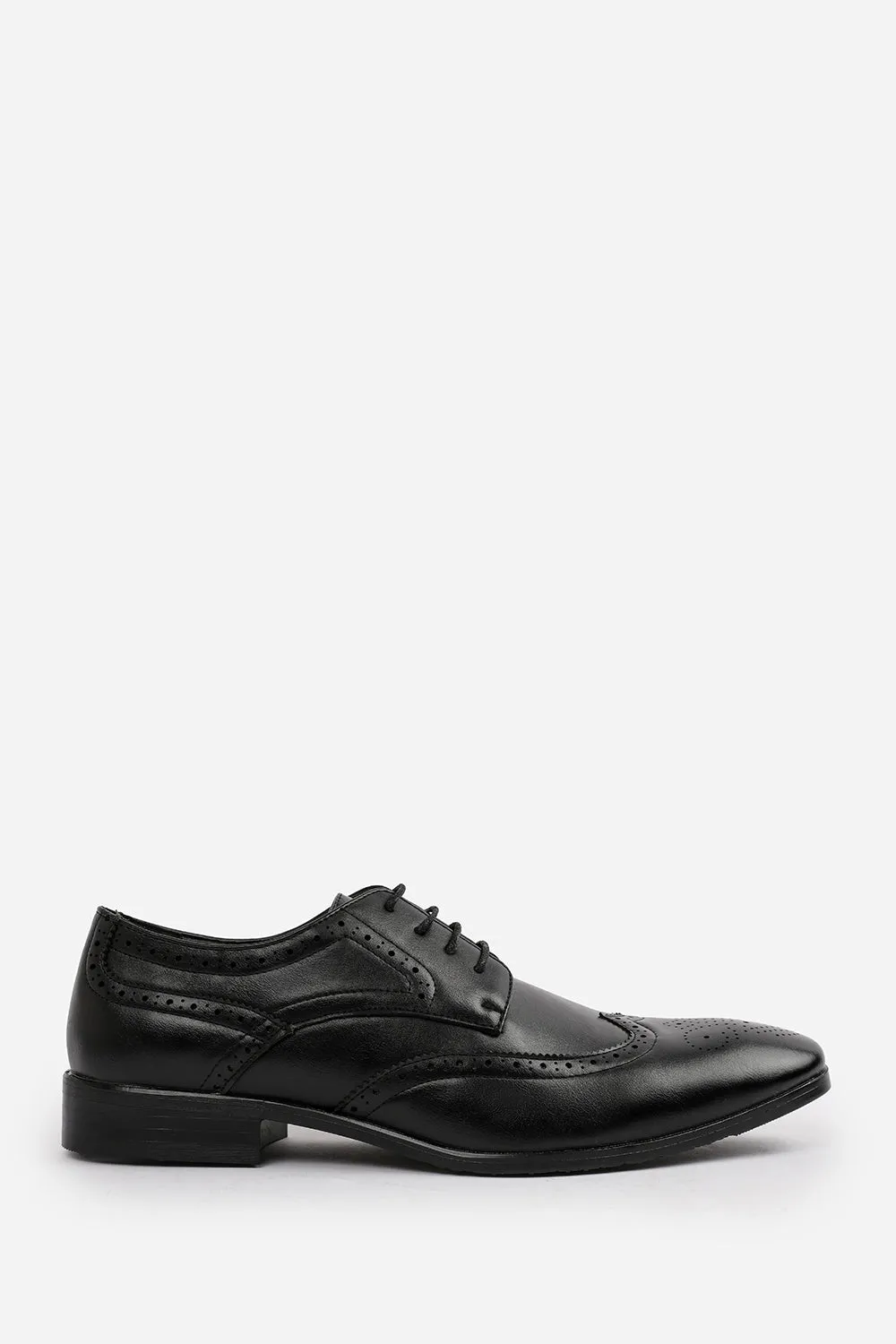 ELLIOT LACE UP DERBY TEXTURED FORMAL DRESS WORK SHOES IN BLACK FAUX LEATHER