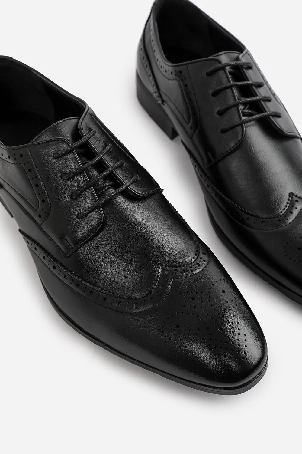 ELLIOT LACE UP DERBY TEXTURED FORMAL DRESS WORK SHOES IN BLACK FAUX LEATHER