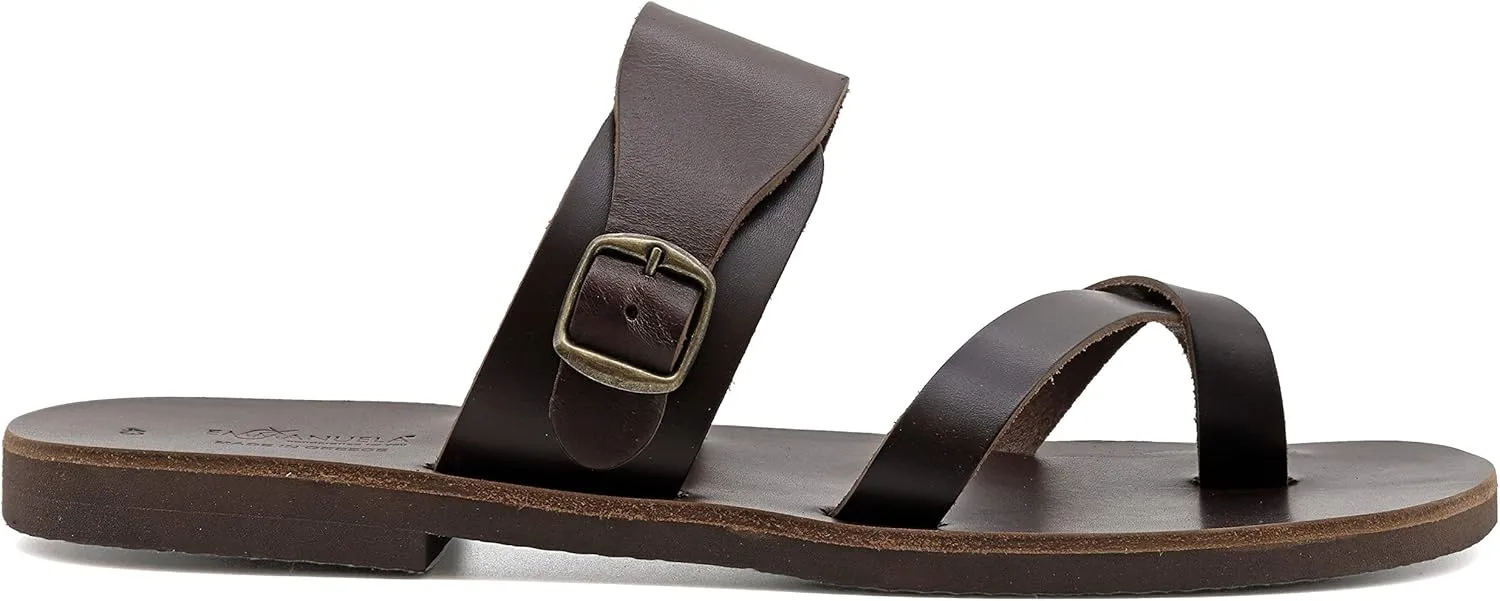 Emmanuela Greek Leather Split Toe Sandals for Men, Quality Handmade Men's Sandals with adjustable Buckle Strap, Mens Strappy Summer Shoes
